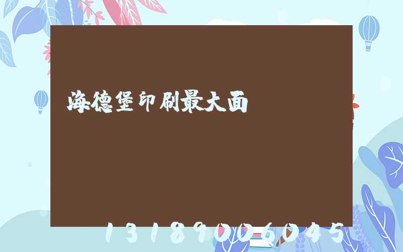 海德堡印刷最大面積